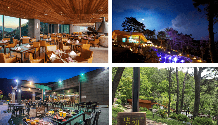 리솜 포레스트 부대시설 엘라운지, 별똥카페, 달빛BBQ, 별채