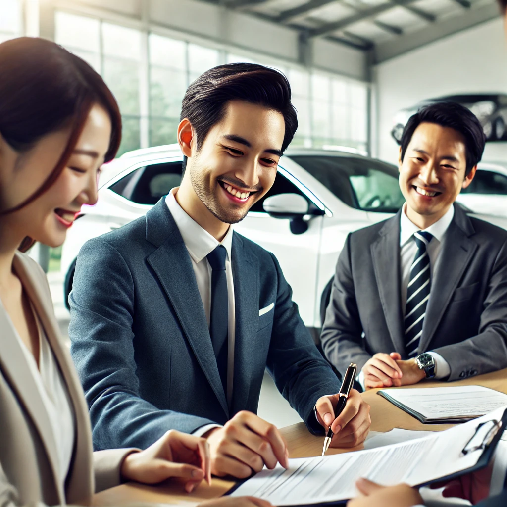 자동차 보험에 대해 상담하는모습