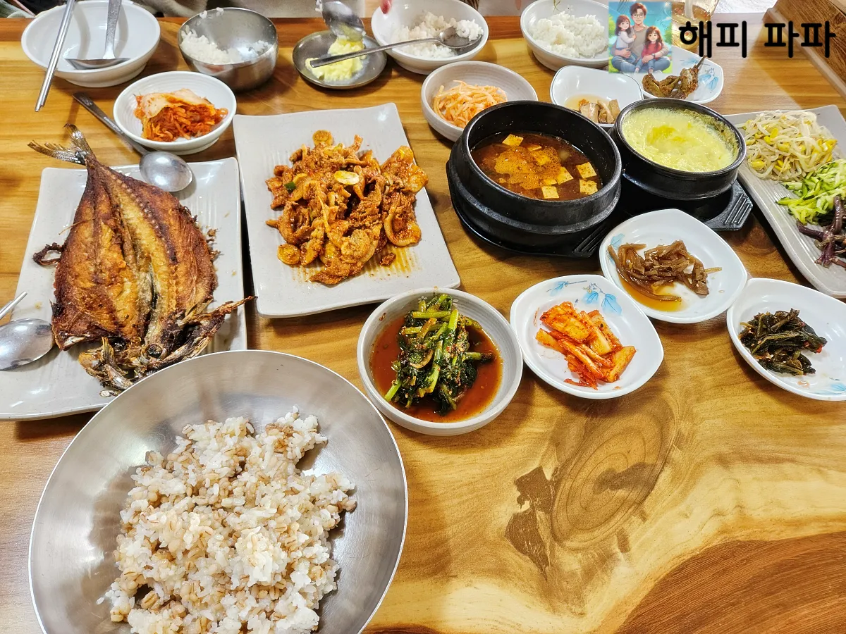 용암온천맛집-보리밥-한상차림