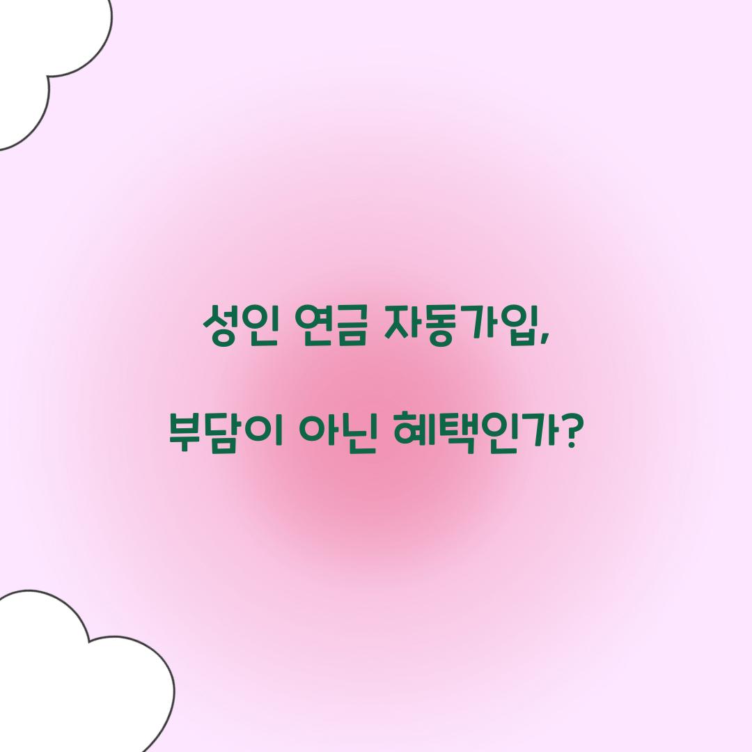 성인 연금 자동가입