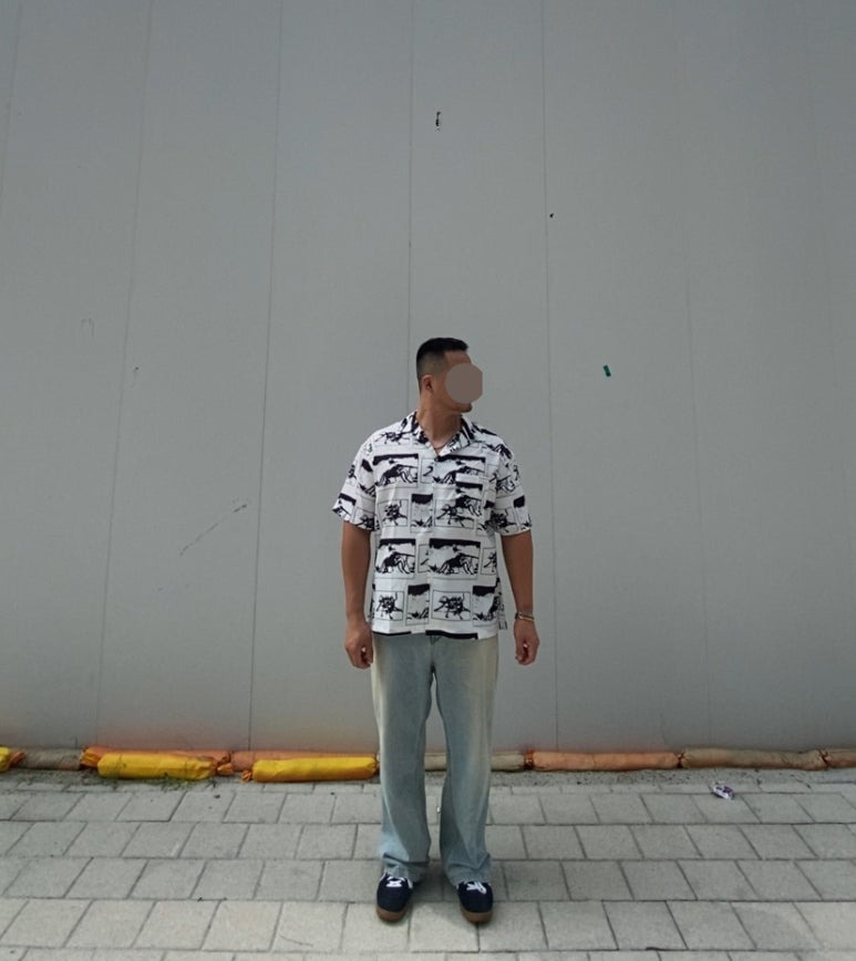 데일리룩('26. 7. 17.)매스노운 앤트 오버핏 반팔 하와이안 셔츠, 에러스익셉티드 연청 데님팬츠, 컨버스 올스타 클래식 트레이너 옥스 스웨이드, 섹스토 팔찌, 서지컬스틸 팔찌