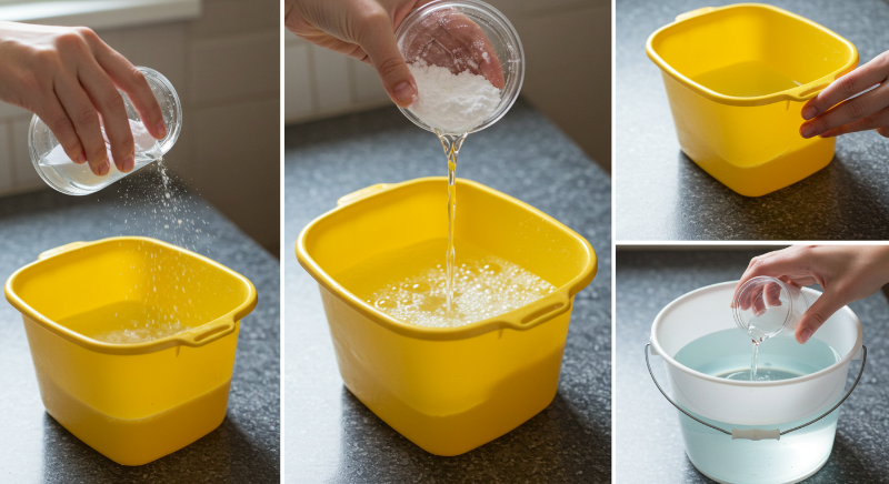 베이킹소다 &amp; 주방세제 &amp; 뜨거운 물