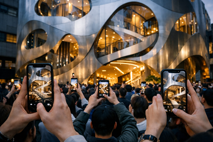 인스타그램 등 소셜 미디어 공유를 유도하는 성수동의 인스타그래머블한 공간 설계.