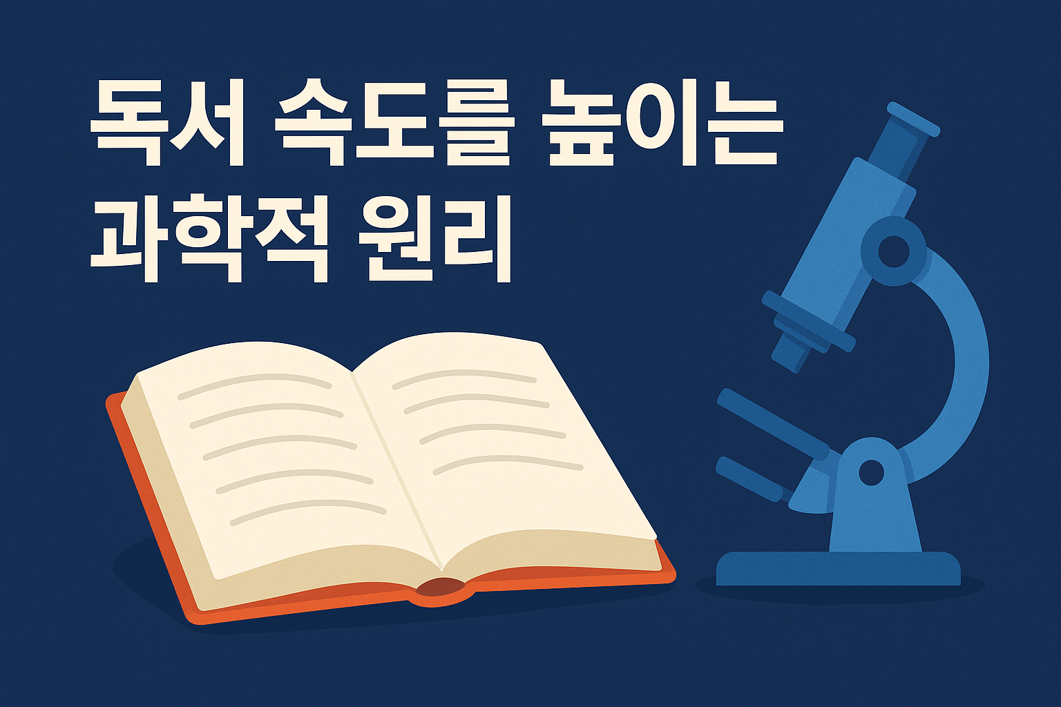 독서 속도를 높이는 과학적 원리를 상징하는 1280x720 일러스트 이미지