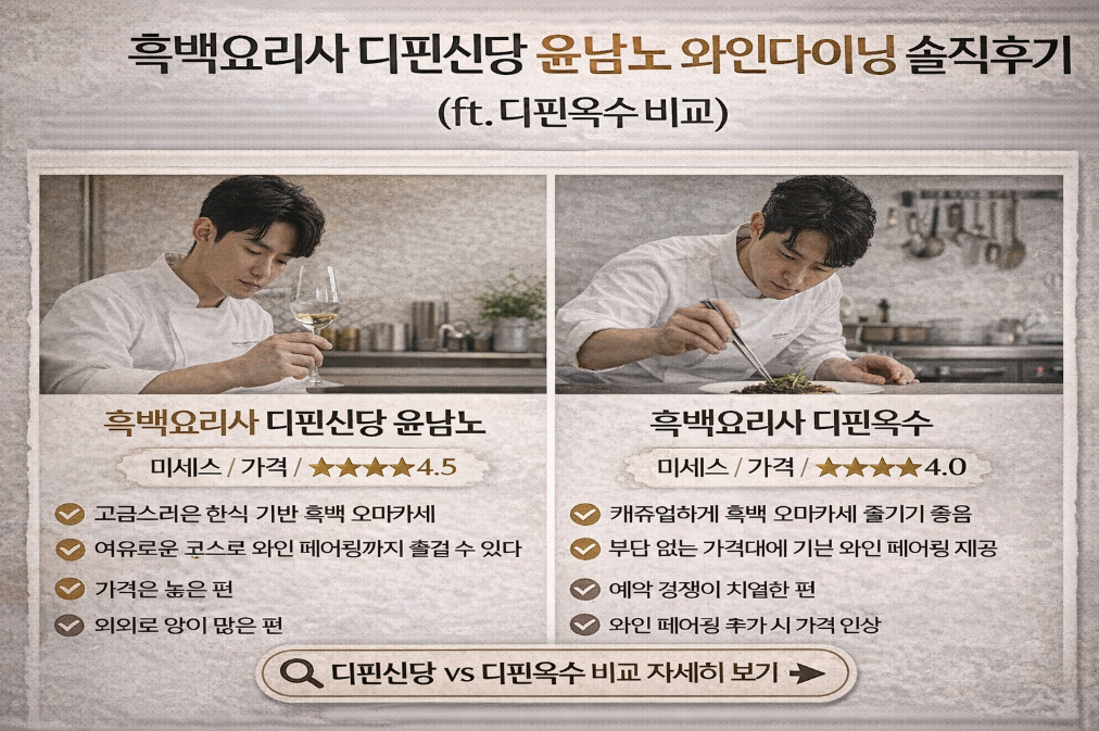 흑백요리사 윤남노 디핀신당 vs 디핀옥수 솔직비교 후기