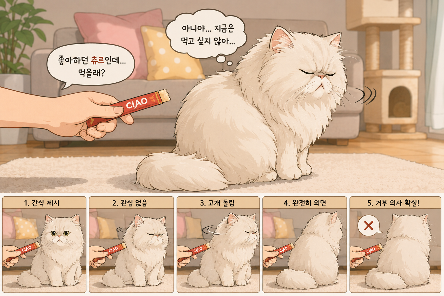 간식을 거부하는 고양이의 유형