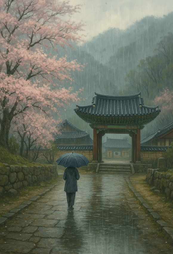 비오는 봄날 고창 선운사풍경