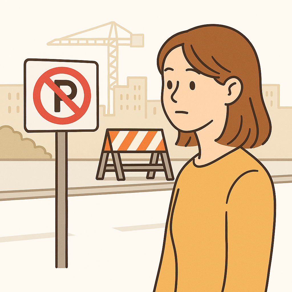 공사장 소음으로 고민하는 여성 이미지