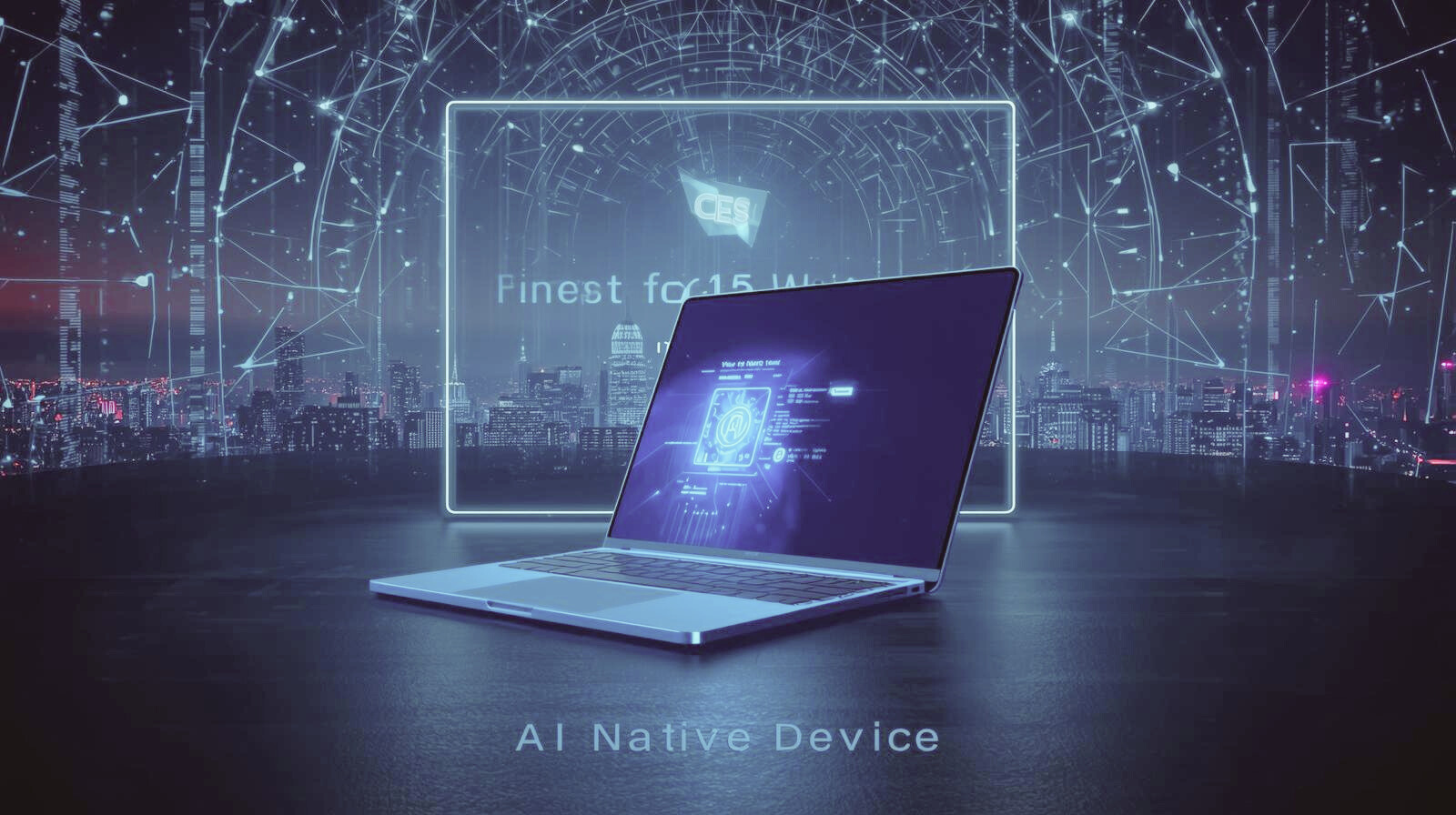 퍼스널 AI 에이전트가 운영체제 수준에서 작동하는 AI 네이티브 디바이스를 상징하는 노트북 이미지