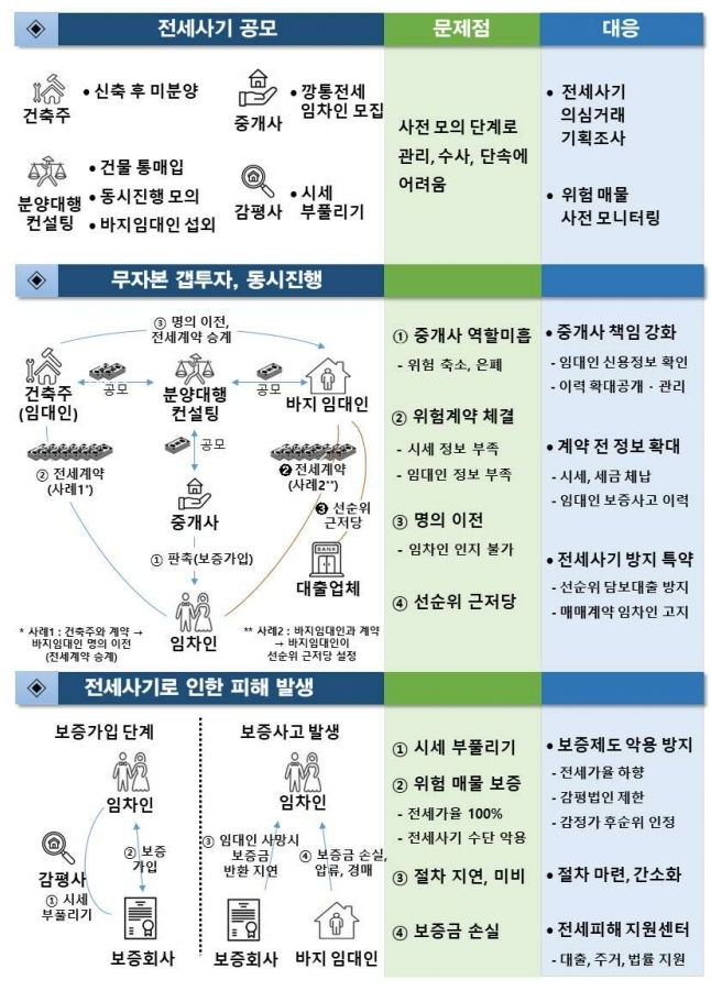 조직적-전세-사기-구조와-문제점-대응-방안을-나타낸-그림