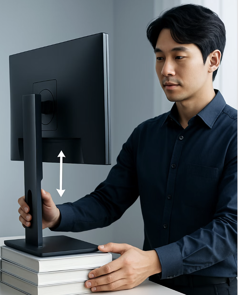 가장 쉬운 해결책&amp;#44; 모니터 높이 조절