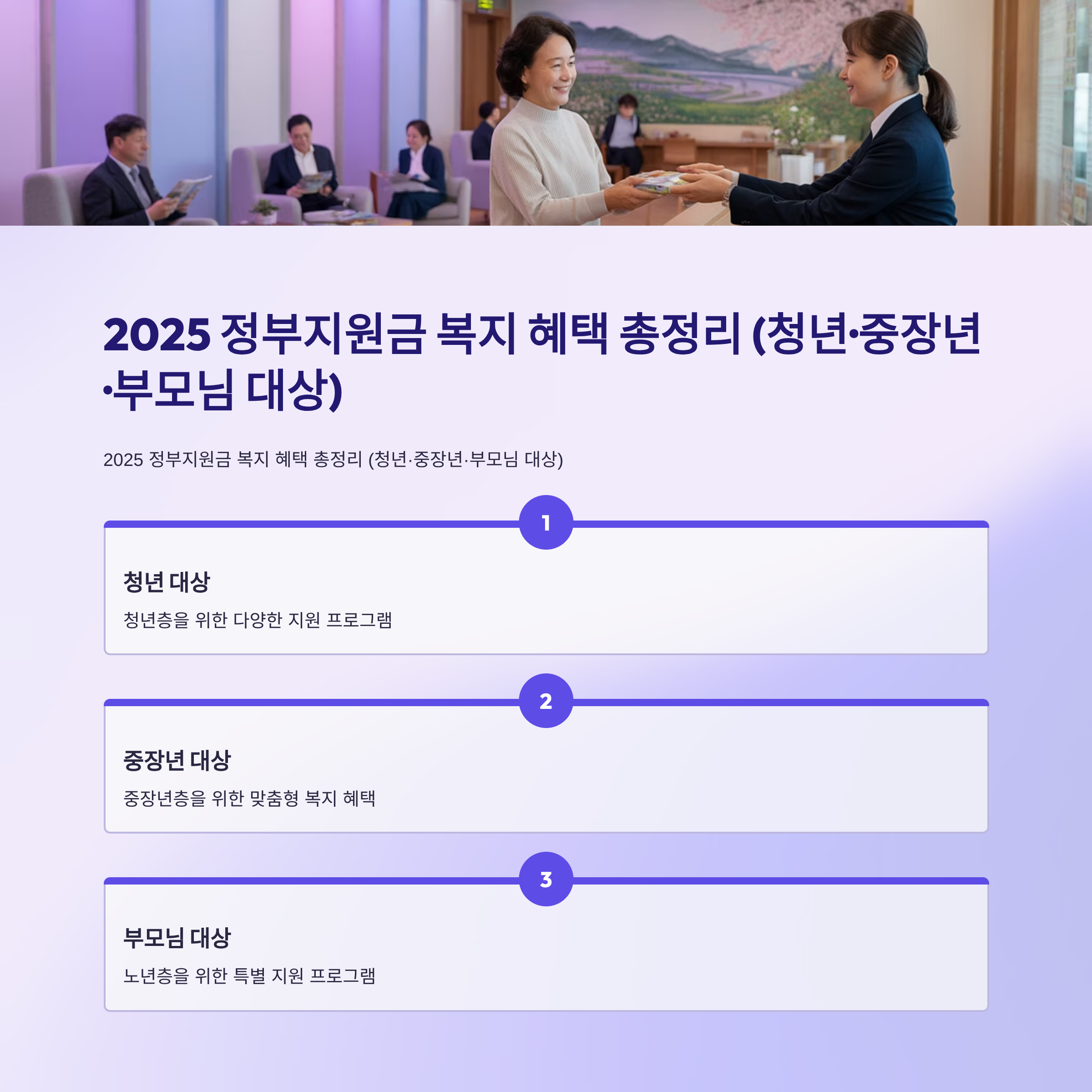 2025 정부지원금 복지 혜택 총정리 (청년&middot;중장년&middot;부모님 대상)