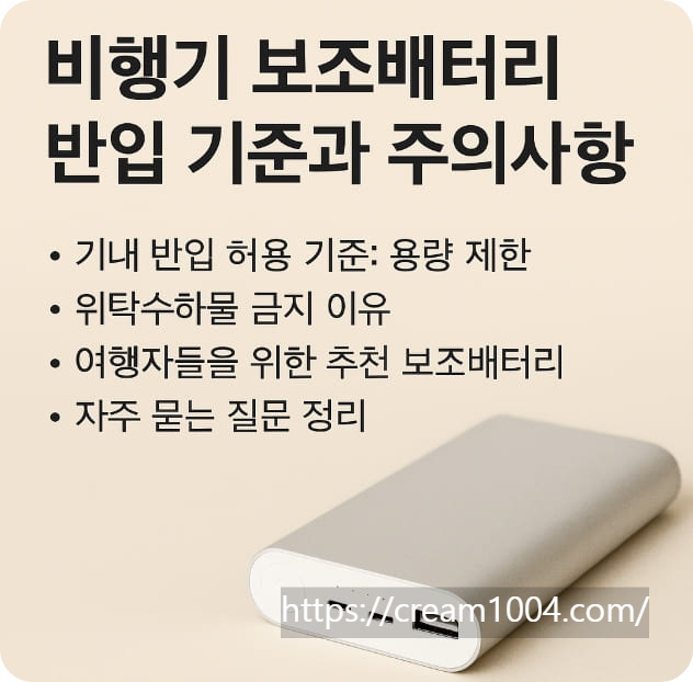 비행기 보조배터리 반입기준/주의사항 에 대한사진