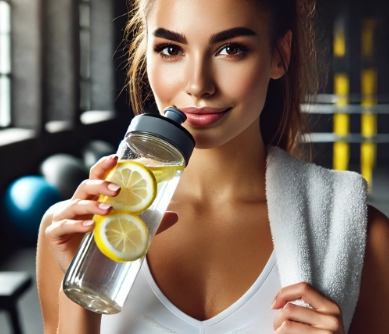 레몬수 마시는 여자