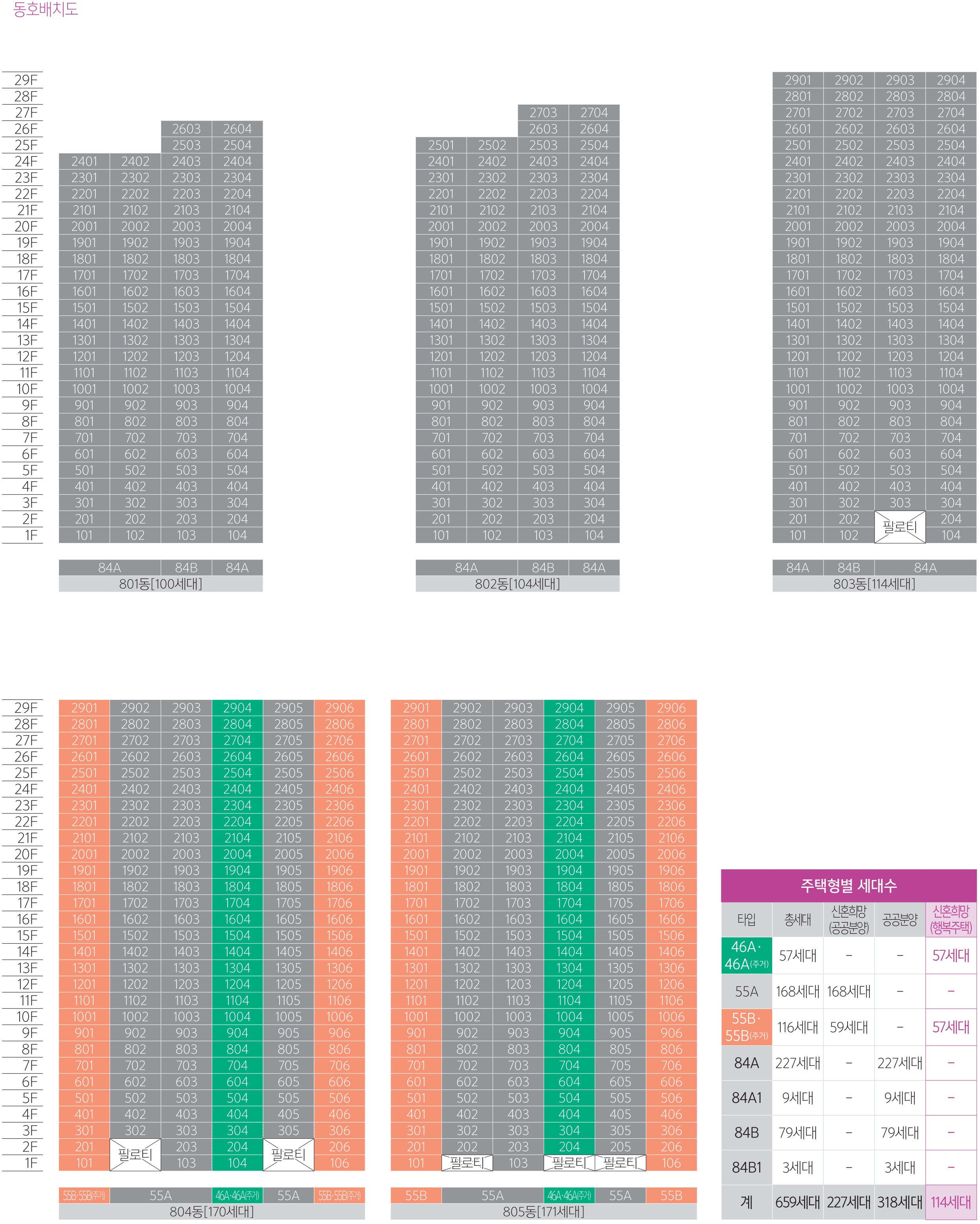 과천지식정보타운 린파밀리에 아파트 신혼희망타운 행복주택 동호배치도