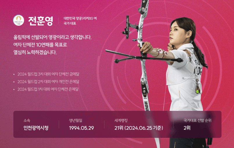 2024 파리올림픽 양궁 국가대표선수 경기일정 하이라이트 다시보기