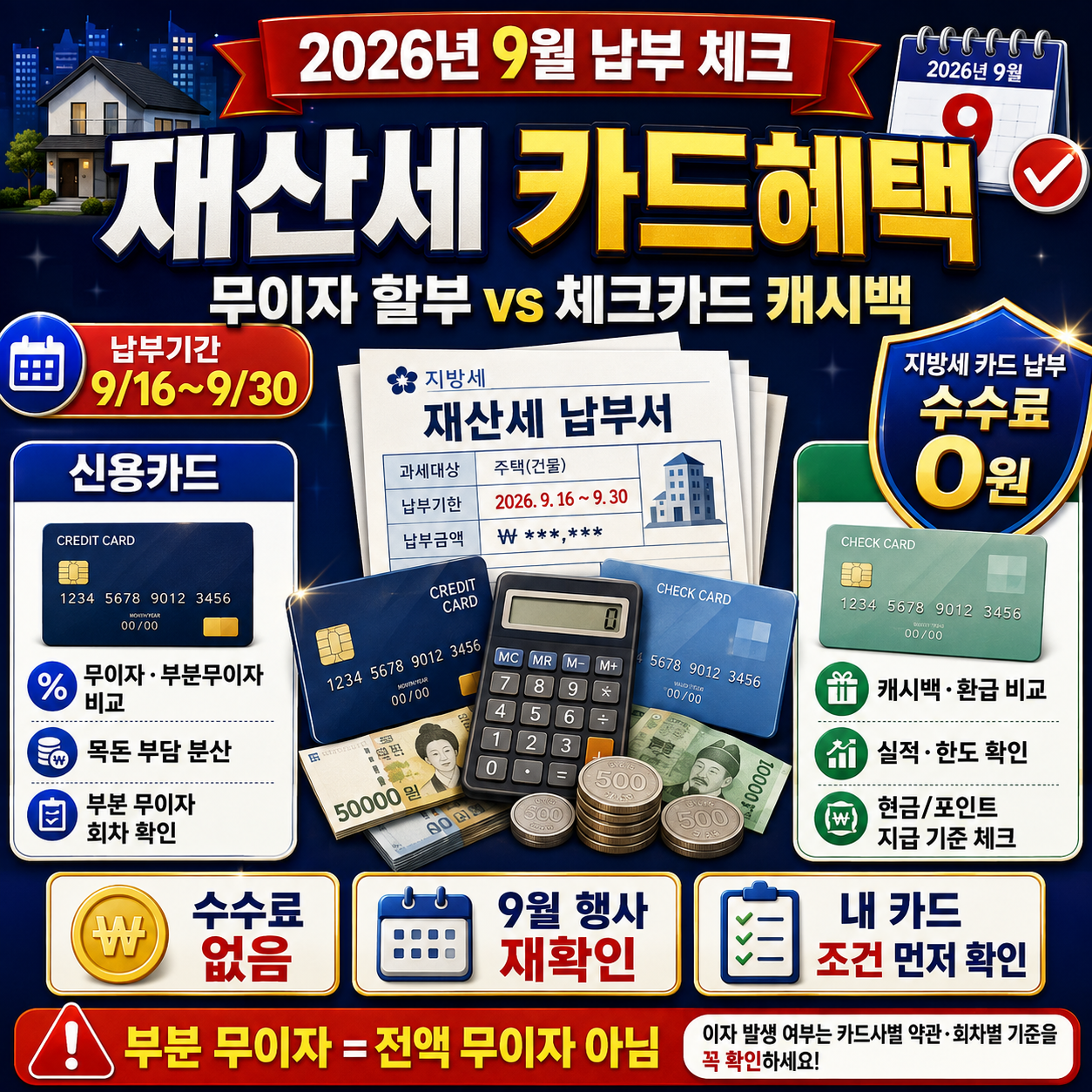 2026년 재산세 카드혜택 무이자 할부, 체크카드 캐시백 비교 총정리