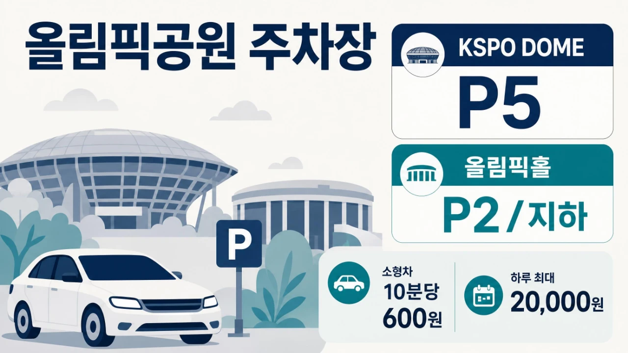 올림픽공원 주차장 안내, KSPO DOME P5와 올림픽홀 P2 주차 위치 및 소형차 주차요금