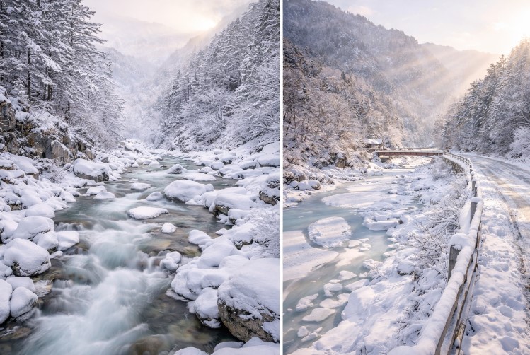 경북 양양 수비계곡 겨울 풍경