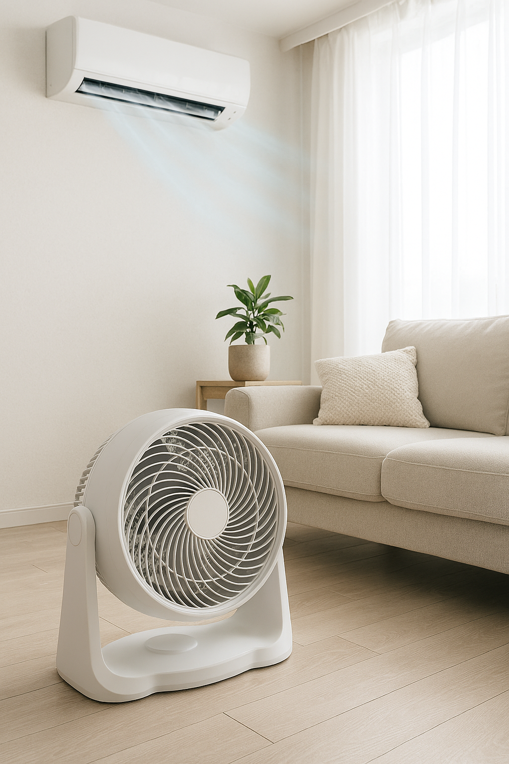 에어컨과 함께 작동하며 공기를 순환시키는 서큘레이터
