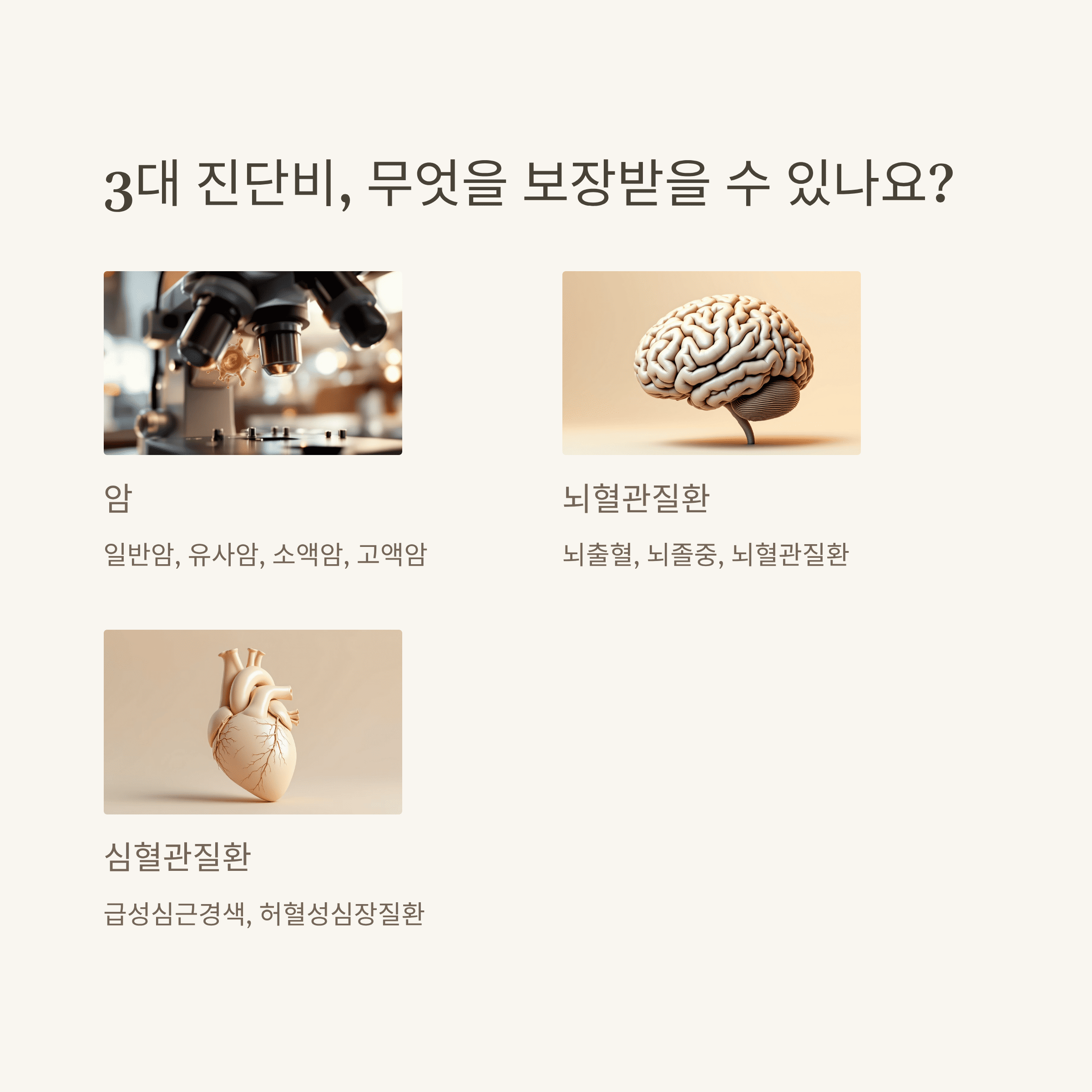 비 갱신 형 암 보험 및 3대 진단 비 보험 비교