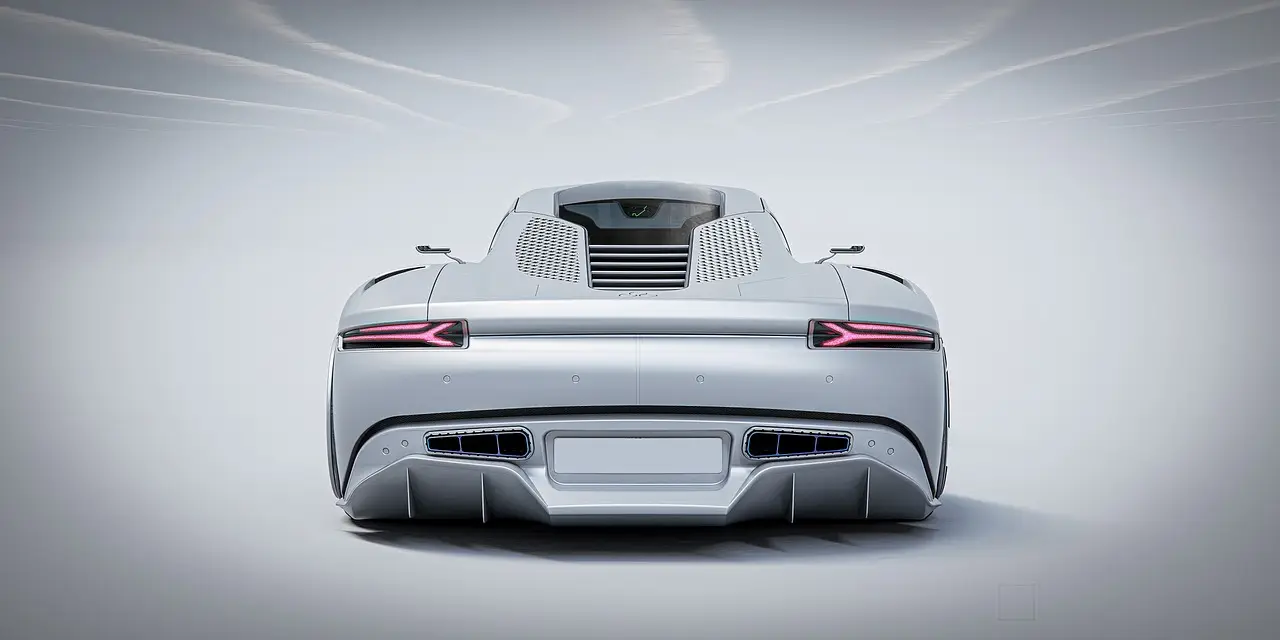 전기차-
밝은 회색배경 은색 전기차의 뒷모습