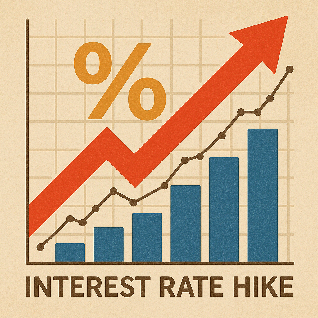 금리 인상을 표현하며 그래프가 우상향 하는 그림