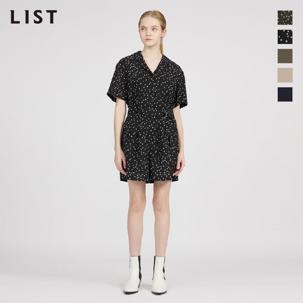 리스트 오픈 칼라 숏 점프수트 TWWOPL60240