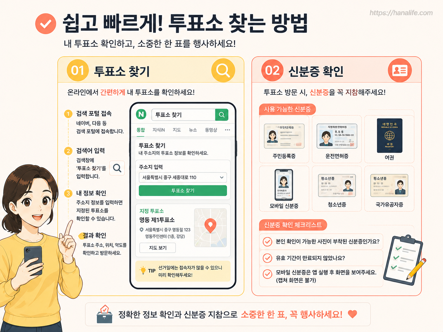 포털 사이트를 활용한 내 지정 투표소 조회 과정 및 모바일 신분증 인정 기준 안내 가이드