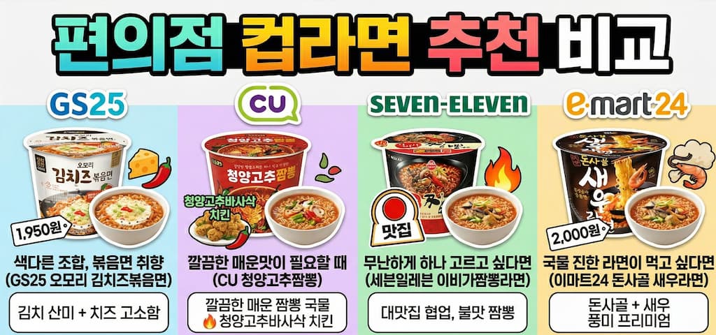 편의점 컵라면 상황별 추천 정리