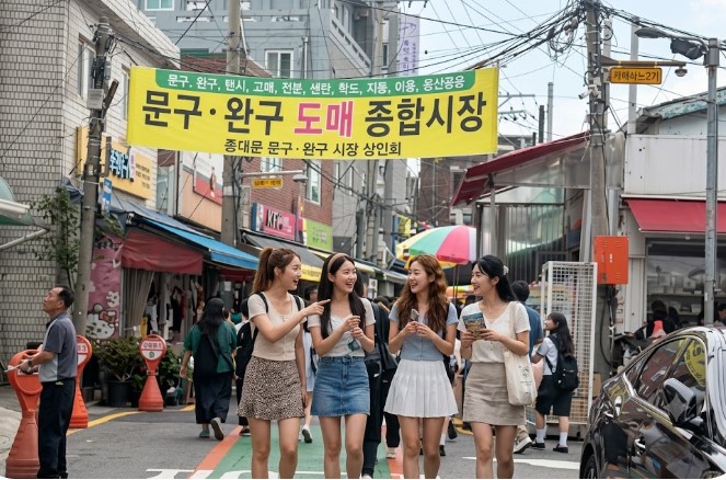 동묘 완구 거리 구경을 하러 온 20대 여성들