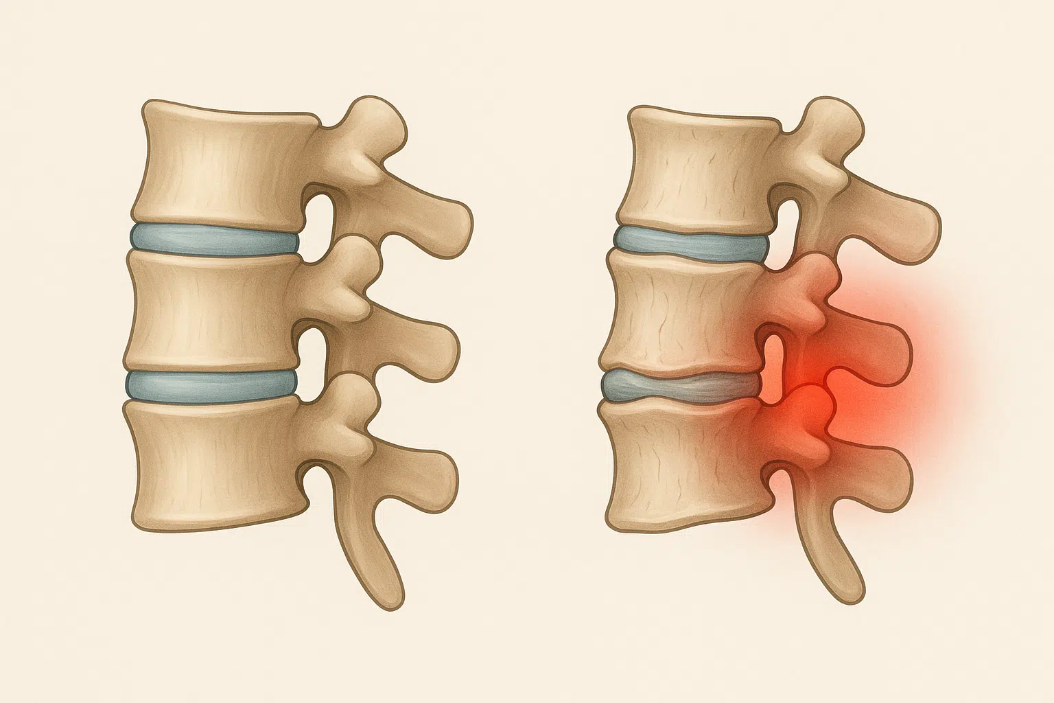 정상 척추와 디스크가 약해진 척추