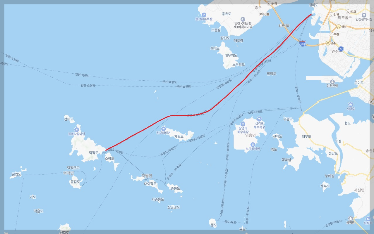 덕적도 운항 경로