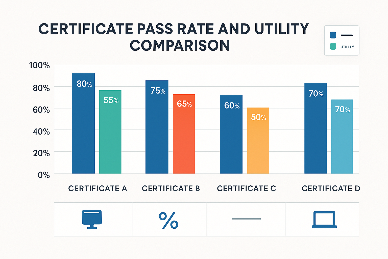 자격증별 합격률 및 활용도 비교 차트