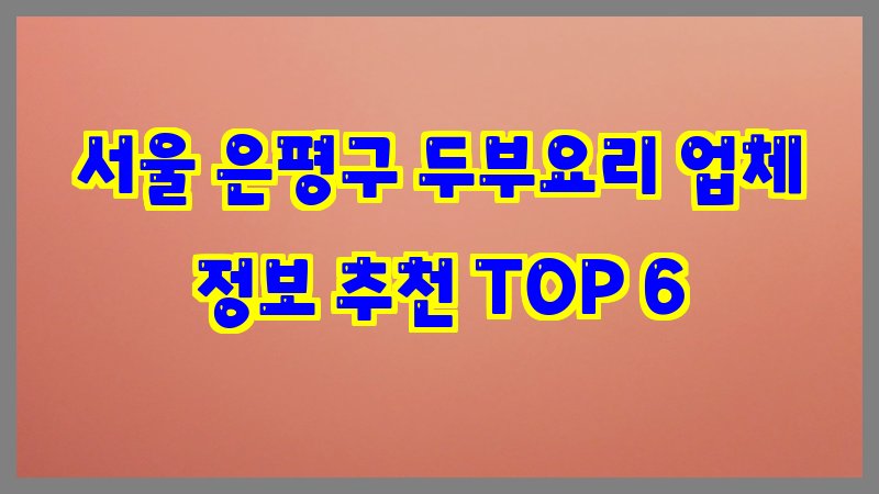 서울 은평구 두부요리