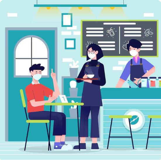 소상공인 커피 가게에서 손님이 차를 주문하는 모습