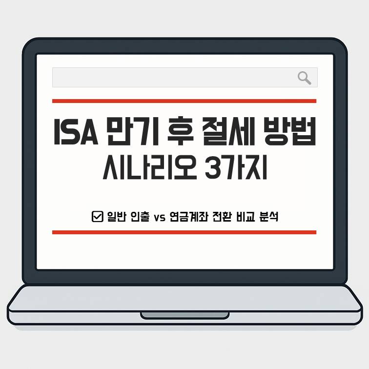 ISA 만기 후 절세 방법을 비교하는 3가지 시나리오 안내 이미지, 일반 인출과 연금계좌 전환 분석