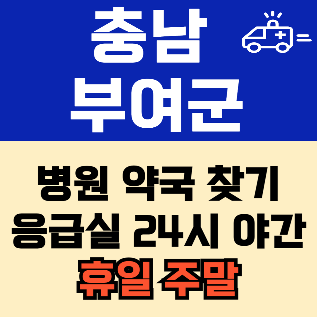 충남 부여군 주말 일요일 공휴일 24시 심야 약국 병원 응급실 : 빠르게 찾기!!