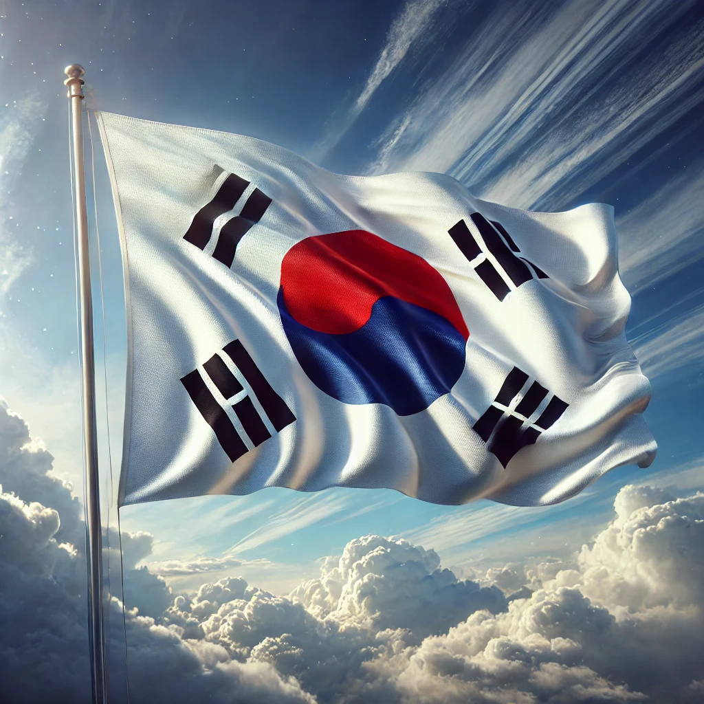 태극기가 펄럭이는 사진