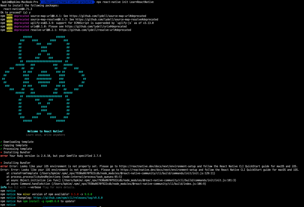 npx react-native init LearnReactNative
