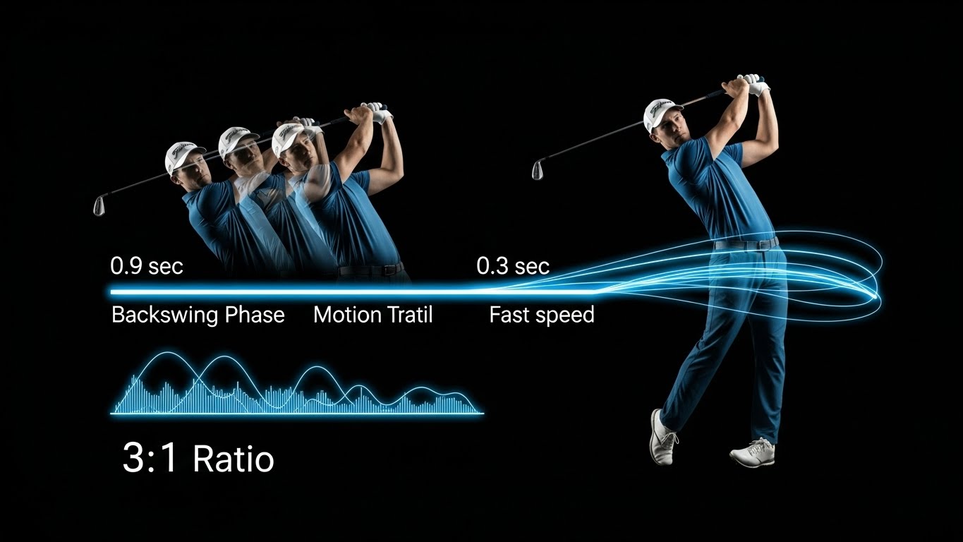 골프 스윙 리듬 템포 분석 백스윙 대 다운스윙 3대1 황금 비율 스트로보스코픽 이미지