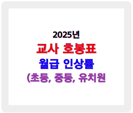 2025 교사 호봉표와 월급 인상률 총정리 (초등, 중등, 유치원 교사)