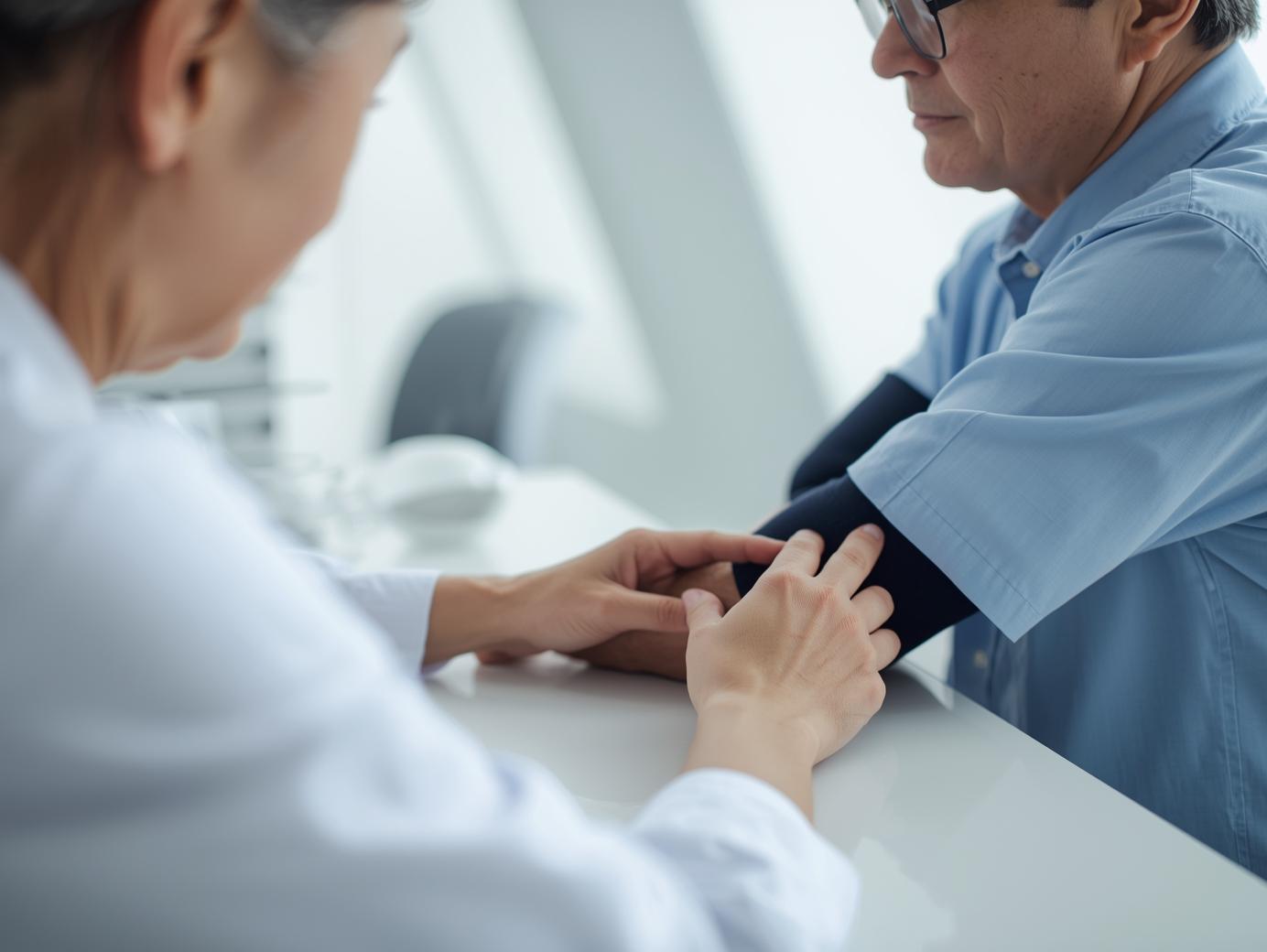 고혈압 정상범위를 확인하는 모습