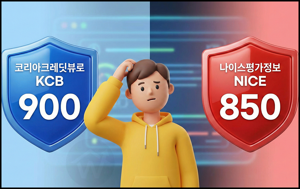 KCB 올크레딧과 NICE 나이스지키미 신용점수 차이 및 평가 기준 비교