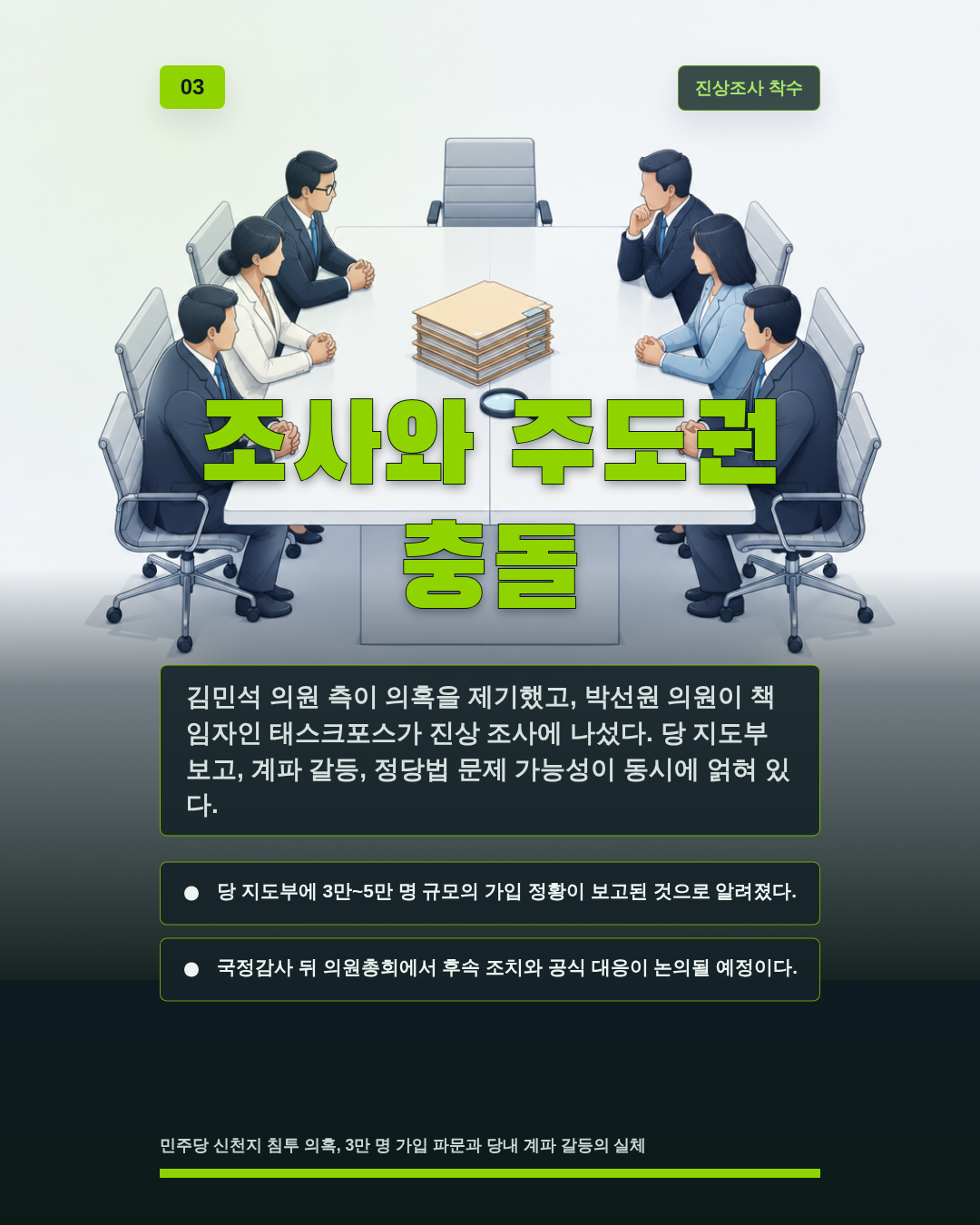 조사와 주도권 충돌