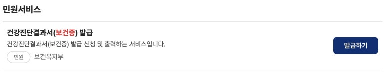 보건소 보건증 인터넷 발급 방법 검사항목 유효기간 출력 재발급 갱신 가격