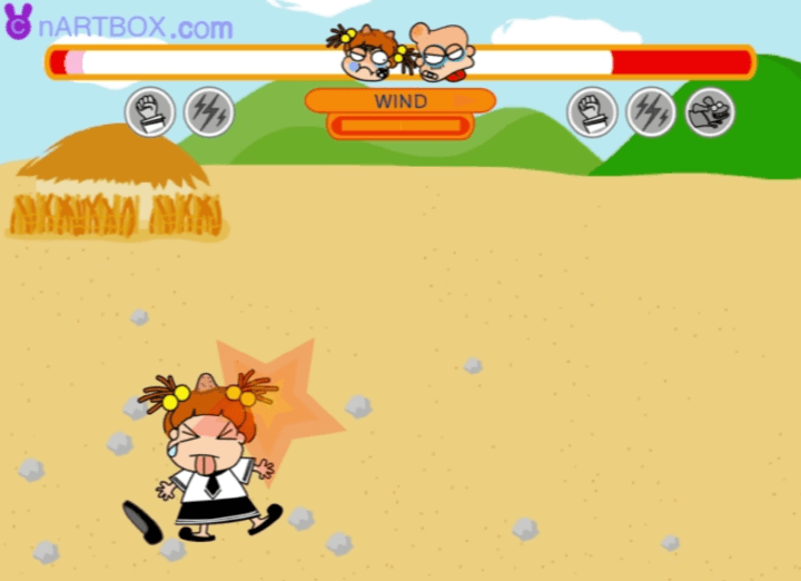 밍밍과-왕따-고무신-던지기-플래시게임-플레이2-밍밍이가-고무신을-맞고-아파하는-화면