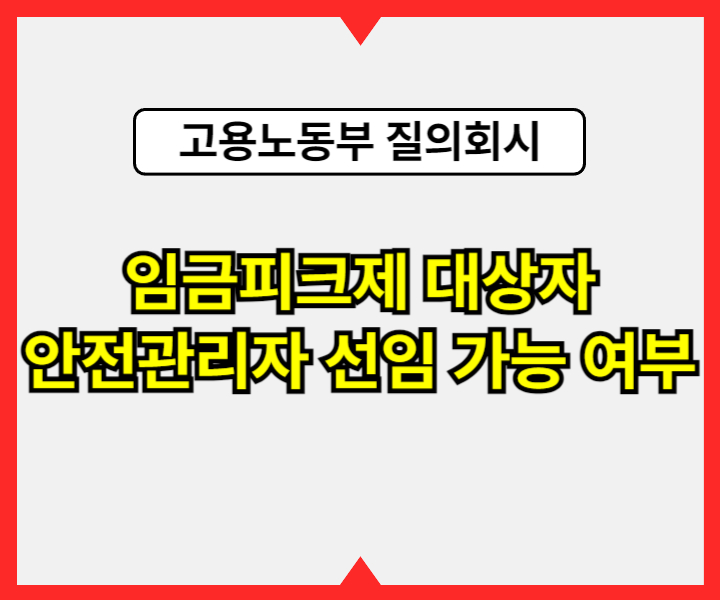 임금피크제 대상자 안전관리자 선임 가능 여부 - 고용노동부 질의회시1