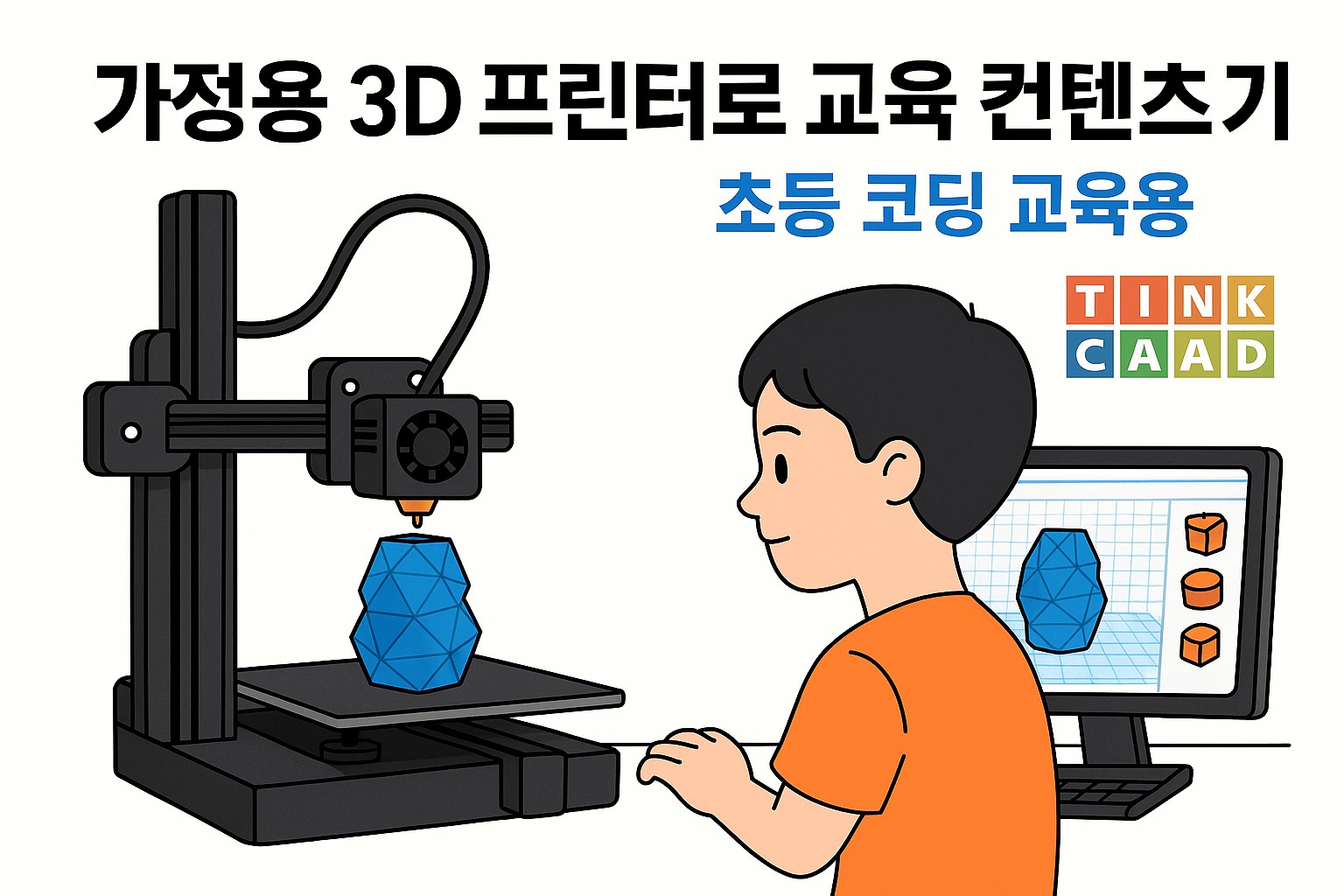 초등 코딩 교육용 3D 프린터 활용 장면