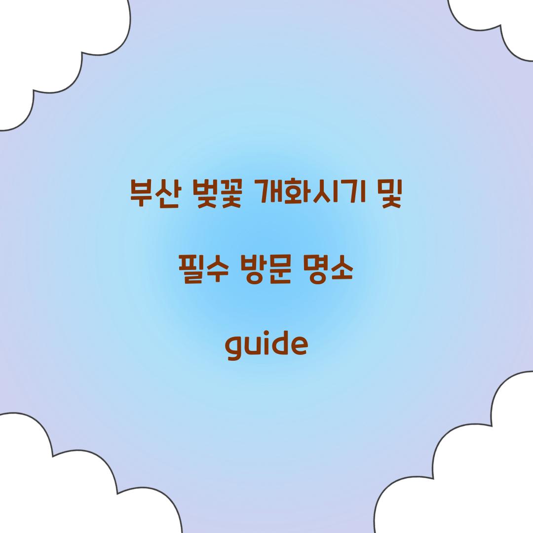 부산 벚꽃 개화시기